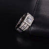 Cubic Zirconia and Round Crystal & Rhinestone Sterling Silver Wedding Ring Set