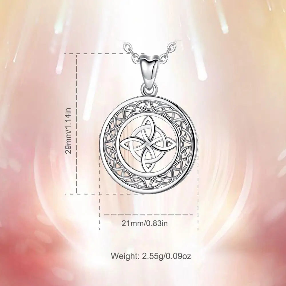 Celtic Trinity Knot / Triquetra Round 925 Sterling Silver Pendant Necklace