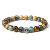 Natural Lava Stone Multicolor Beaded Skull Bracelet