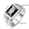 925 Sterling Silver Ring Onyx Men Flower Engrave Women Wedding Rings Set