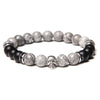 Natural Lava Stone Multicolor Beaded Skull Bracelet