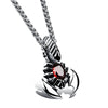 Men's Stainless Steel Red Black Crystal Pendant Necklace Scorpion King
