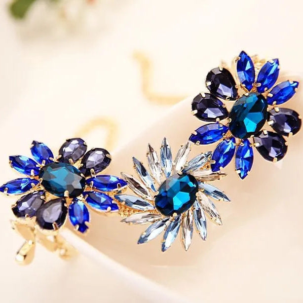 Fashion Charm Colorful Rhinestones Crystal Stone Flower Statement Bib Necklace