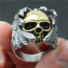 Men's Stainless Steel Ring Silver Gold Tone Black Skull Wing