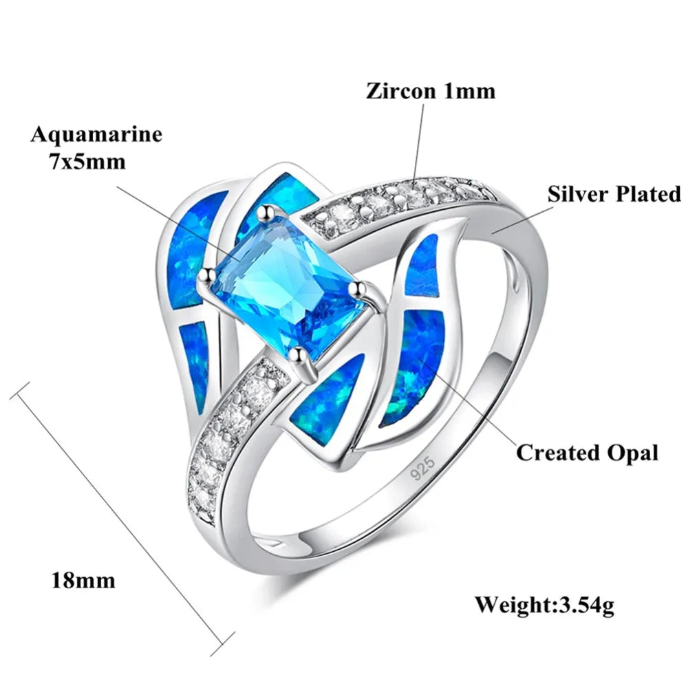 Fire Opal, Flower, Crystal and Cubic Zirconia Punk Wedding Engagement Ring
