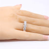 Cubic Zirconia and Round Crystal & Rhinestone Sterling Silver Wedding Ring Set