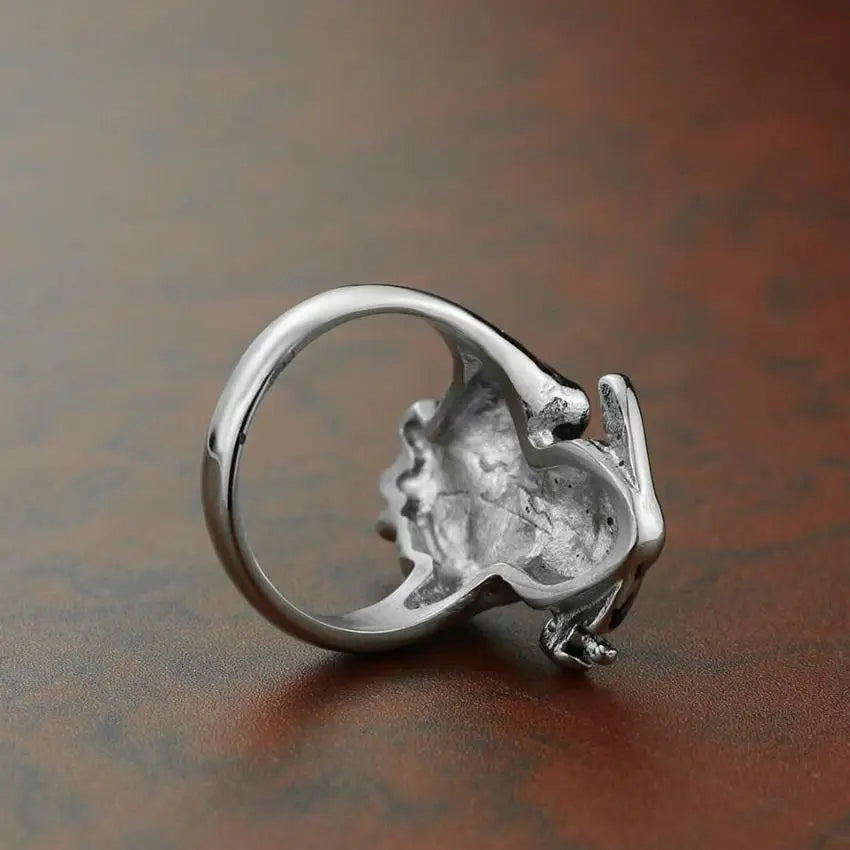 Stainless Steel Band Casted Grim Reaper Skull Biker Men Ring