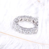 Cubic Zirconia and Round Crystal & Rhinestone Sterling Silver Wedding Ring Set