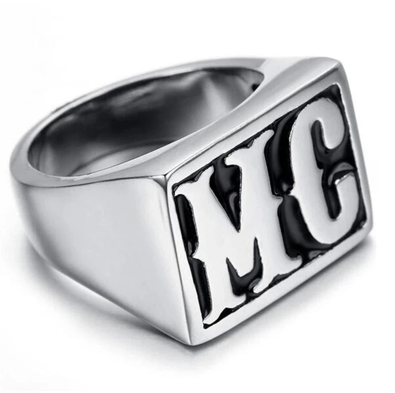 Size 7-15 Stainless Steel Motorcycle Biker MC Ring
