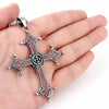 Men's Stainless Steel Enamel Pendant Necklace Silver Tone Red Celtic Medieval Cross -With 22 Inch Chain