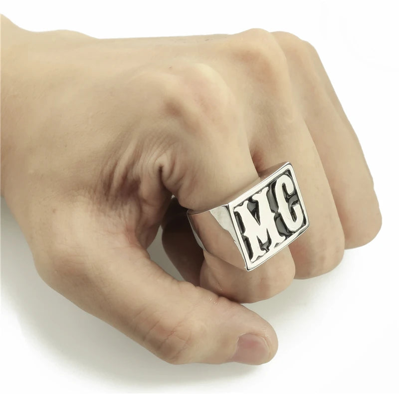 Size 7-15 Stainless Steel Motorcycle Biker MC Ring