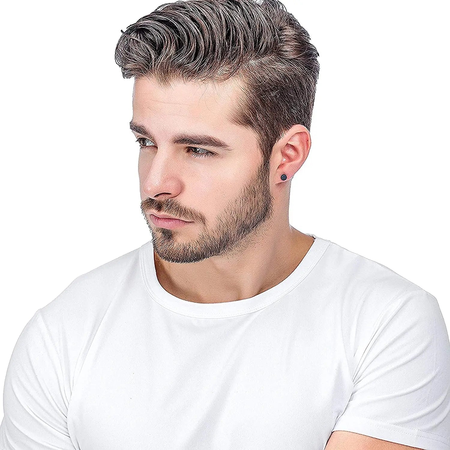 4 Pairs Stainless Steel Stud Earrings for Men Women Hoop Earrings Huggie Piercing 18G