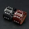 Men's Wide Alloy Genuine Leather Bracelet Bangle Cuff Brown Black Silver Tone Adjustable