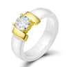 Ceramic Crystal and Cubic Zirconia Wedding Engagement Ring