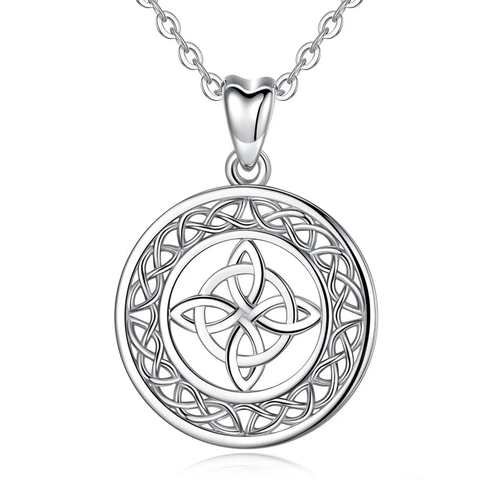 Celtic Trinity Knot / Triquetra Round 925 Sterling Silver Pendant Necklace