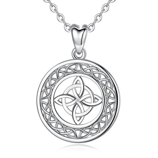 Celtic Trinity Knot / Triquetra Round 925 Sterling Silver Pendant Necklace
