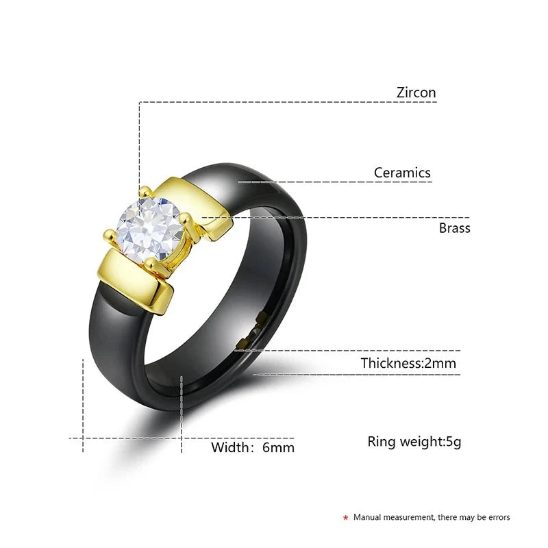 Ceramic Crystal and Cubic Zirconia Wedding Engagement Ring