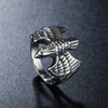 Men's Stainless Steel Ring Silver Tone Black Eagle Hawk