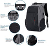 Black/Gray 15.6 Inch Laptop Waterproof Travel Backpack with USB Port