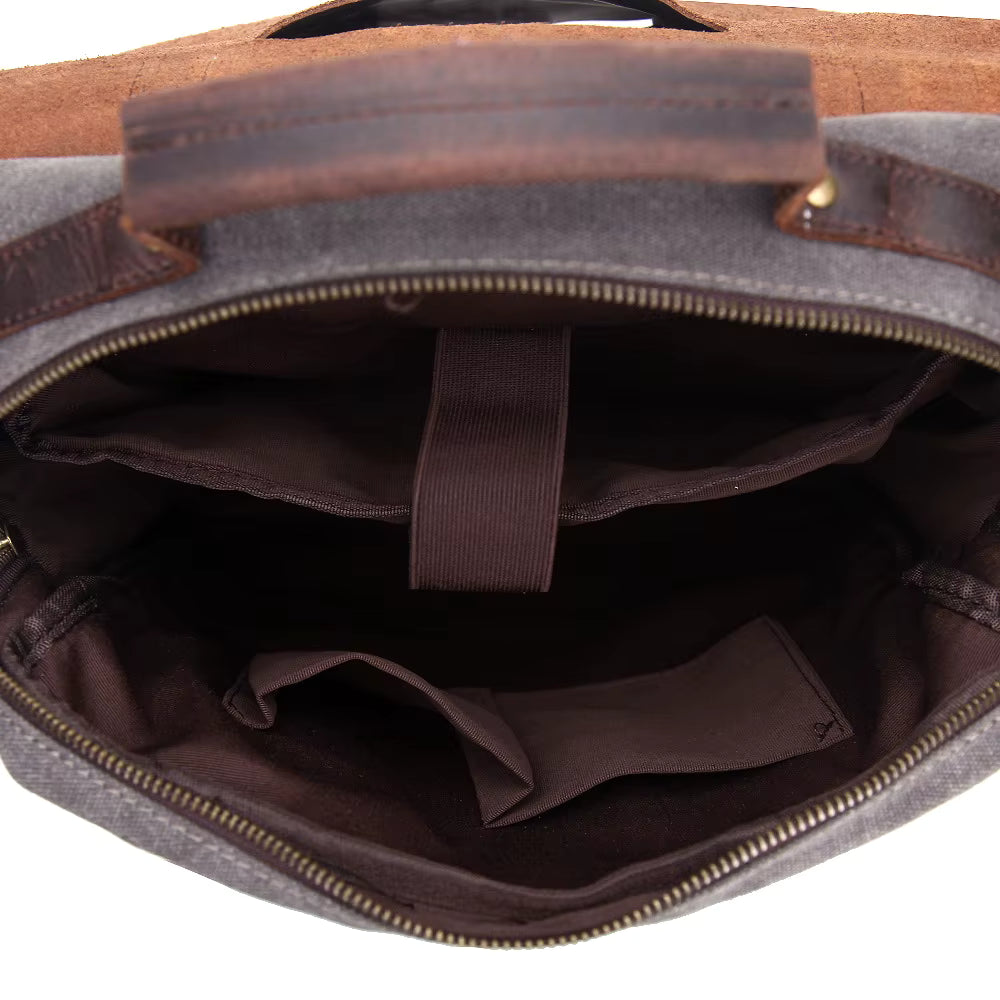 Canvas Leather Travel Backpack 20 to 35 Litre