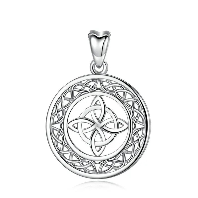Celtic Trinity Knot / Triquetra Round 925 Sterling Silver Pendant Necklace