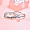 925 Sterling Silver Ring Onyx Men Flower Engrave Women Wedding Rings Set