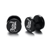 10mm Stainless Steel Stud Hoop Initials 26 Letter Stud Barbell Earrings for Men Women-Earrings-Innovato Design-I-Innovato Design