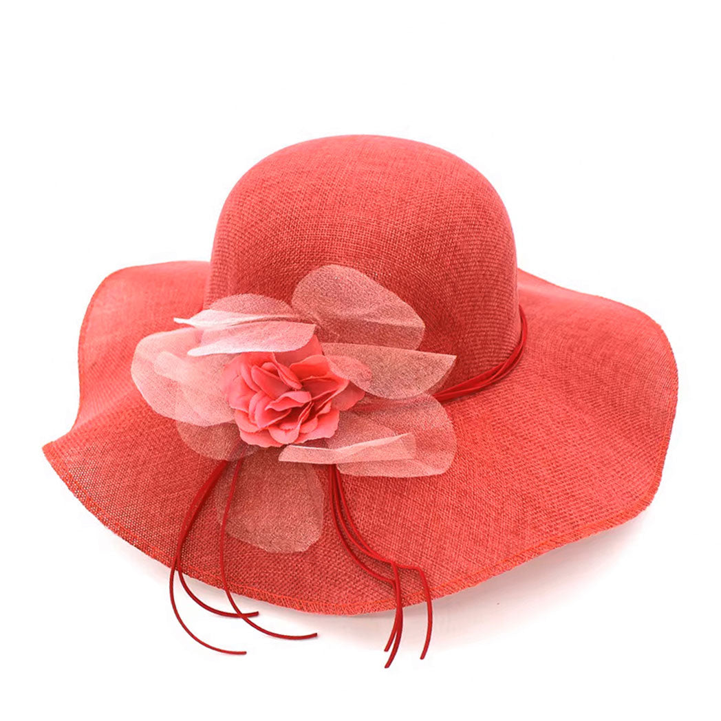 Floppy Wide Brim Linen Sun Hat with Bow