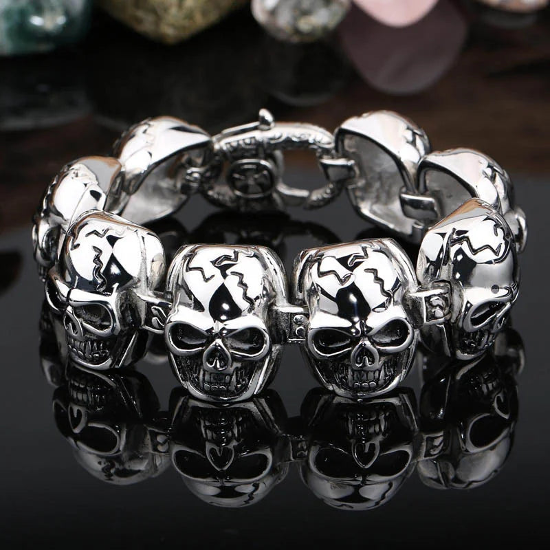 Men’s Stainless Steel Gothic Viking Skull Bracelet