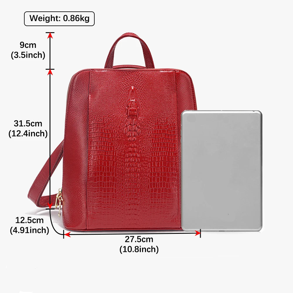 Luxury Crocodile Pattern PU Leather Backpack