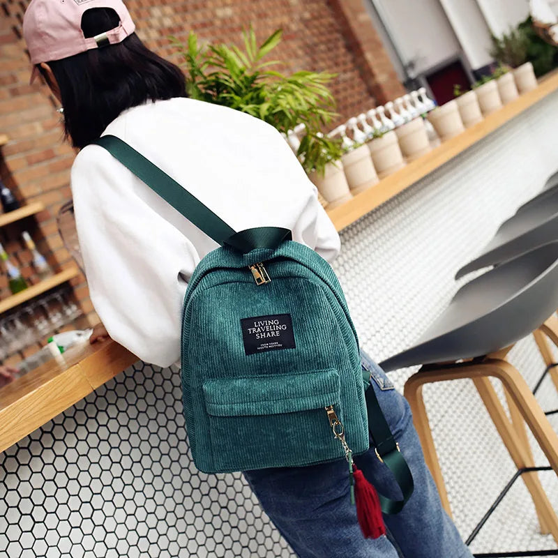 Fashion Corduroy 20 to 35 Litre Backpack for Women