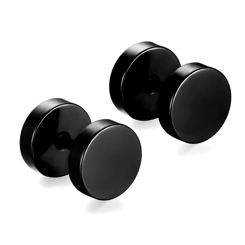2 Pairs Men Women Stainless Steel Round Tunnel Plug Stud Earrings, Silver Black, 3-14mm