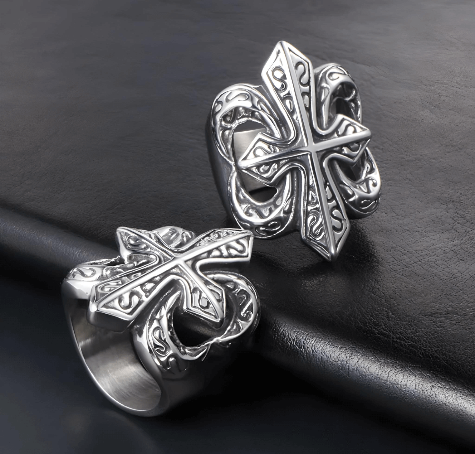 Big Cross 316L Stainless Steel Fashion Punk Style Ring-Rings-Innovato Design-7-Innovato Design