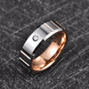 Men 8mm Rose Gold Tungsten Carbide Ring CZ Wedding Engagement Band Comfort Fit