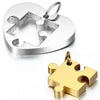Men Women's 2 PCS Stainless Steel Pendant Necklace Jigsaw Puzzle Heart Love Couple Set