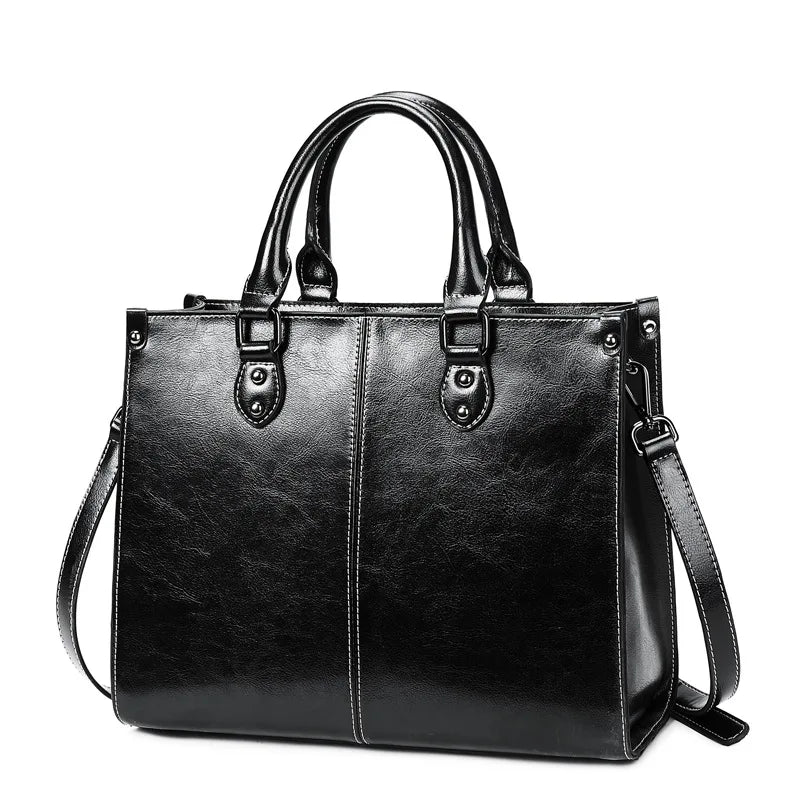 Fashion Designer Oil Wax Leather Tote Bag, Shoulder Bag and Handbag