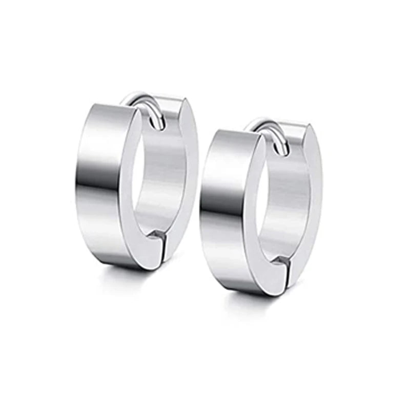 4 Pairs Stainless Steel Stud Earrings for Men Women Hoop Earrings Huggie Piercing 18G