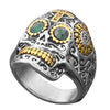 Skull and Cubic Zirconia Punk Style Men's Engraved Ring