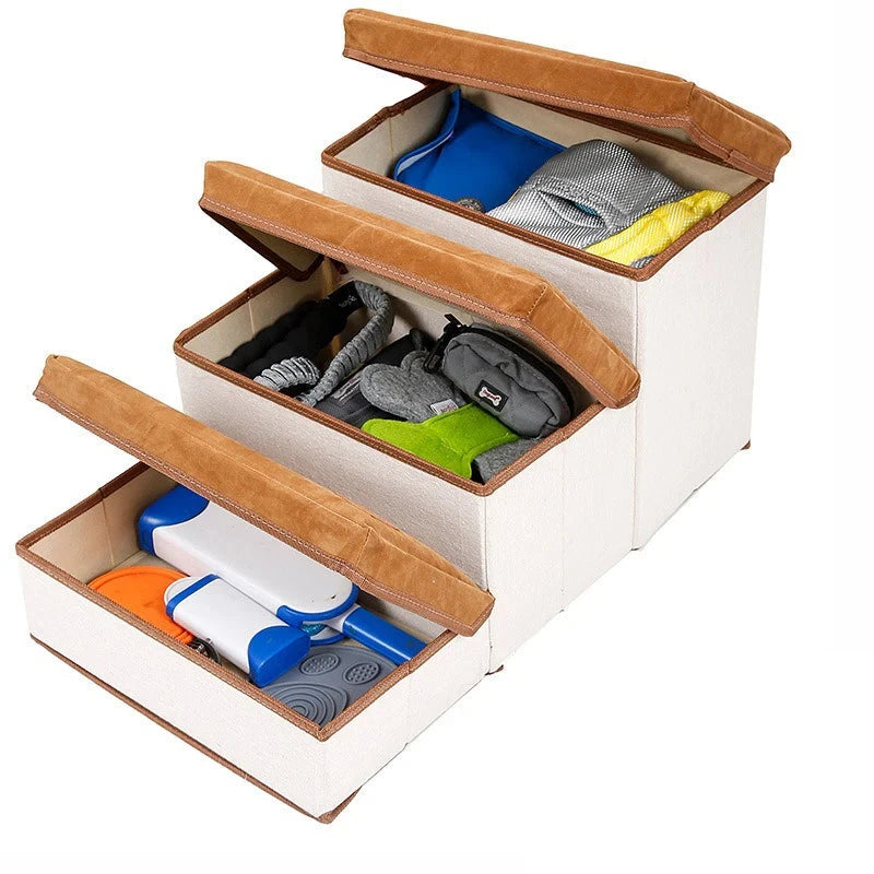 Innovato Design - 3-Step Foldable Pet Dog Stairs with Storage