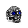 Skull and Cubic Zirconia Punk Style Men's Engraved Ring