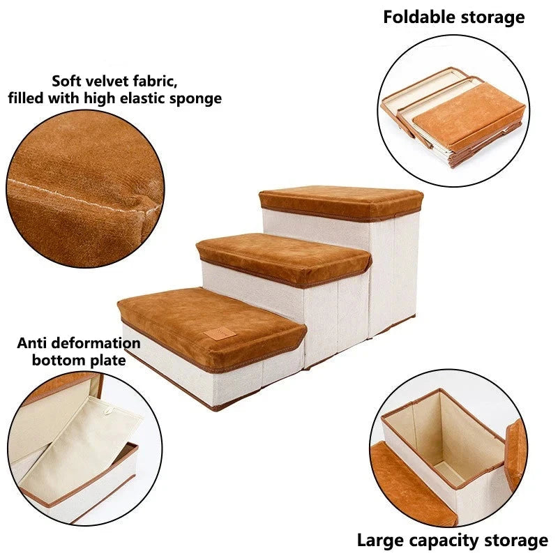 Innovato Design - 3-Step Foldable Pet Dog Stairs with Storage