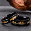 His and Her 6mm/8mm Black and Gold Foil Inlay Tungsten Couple Wedding Rings Set