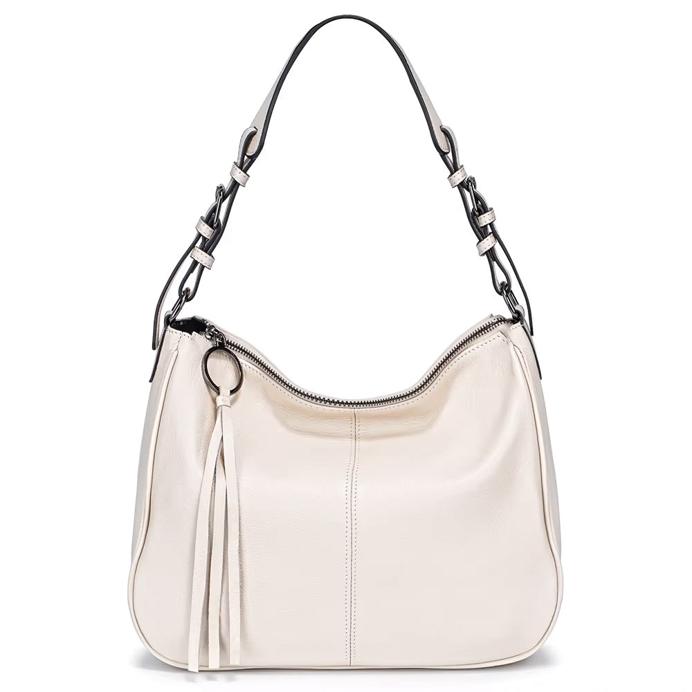 Large Capacity Retro Casual Top-Handle Genuine Leather Messenger Bag, Tote Bag and Handbag