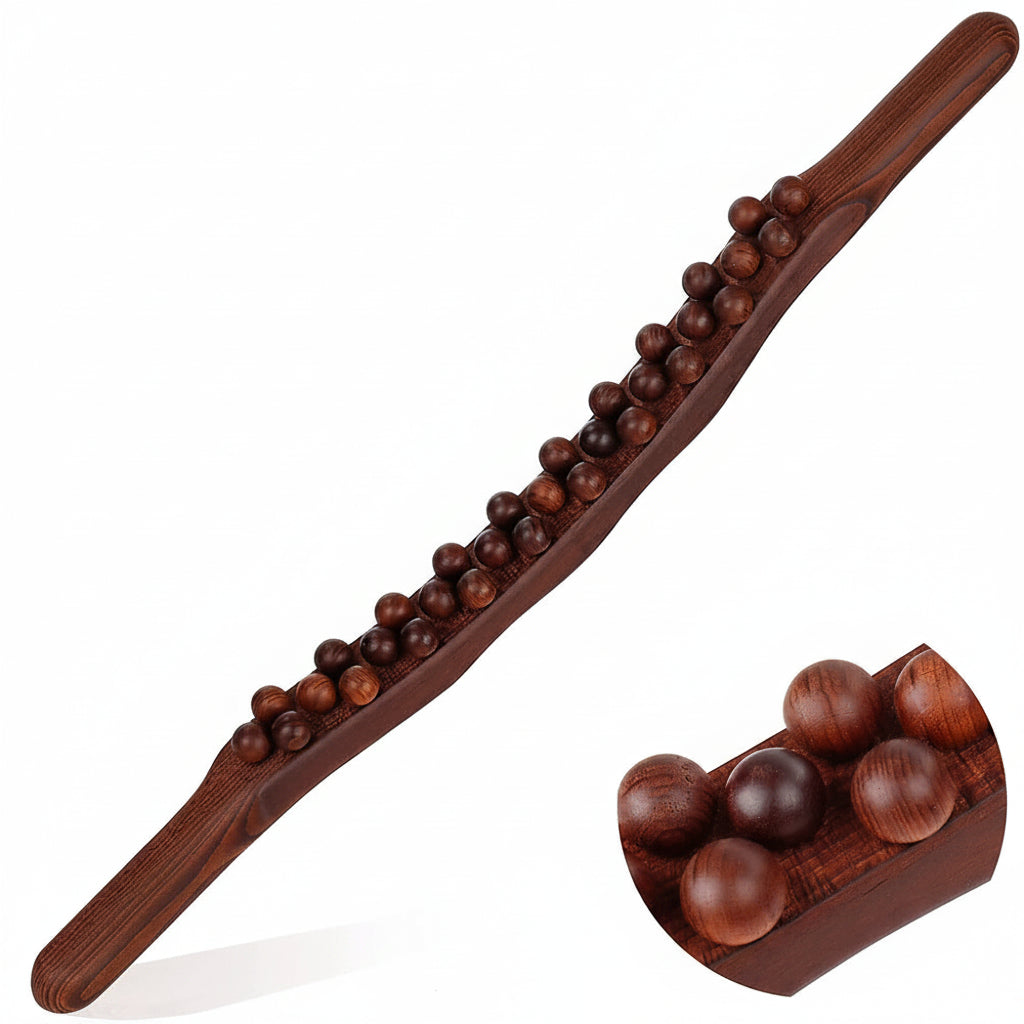 Wooden Pain Relief Handheld Massage Roller – Deep Tissue Acupressure Tool for Foot & Body Massage