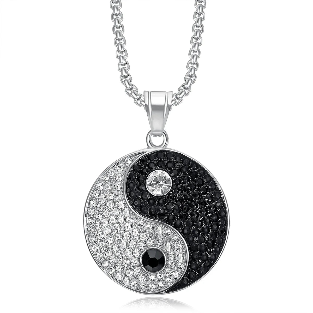 Zirconia Yin Yan Balance Pendant Necklace