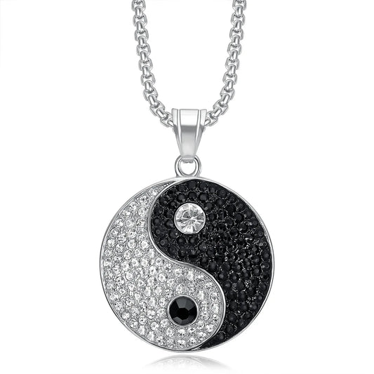 Zirconia Yin Yan Balance Pendant Necklace