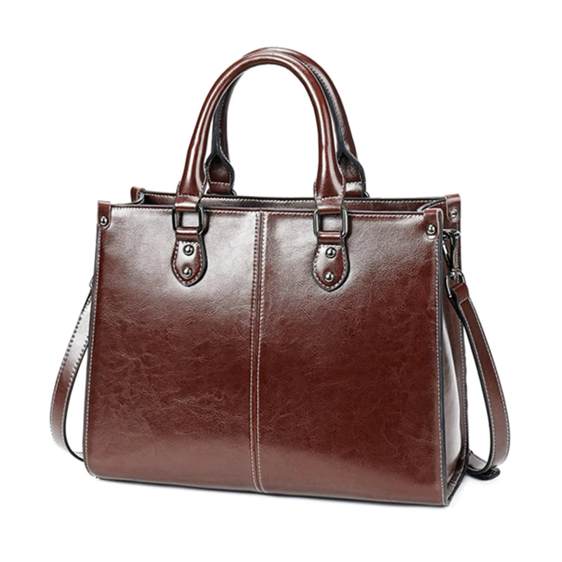 Fashion Designer Oil Wax Leather Tote Bag, Shoulder Bag and Handbag