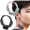 Men's Stainless Steel Stud Hoop Huggie Earrings Black Totem Punk Rock 4 Pairs