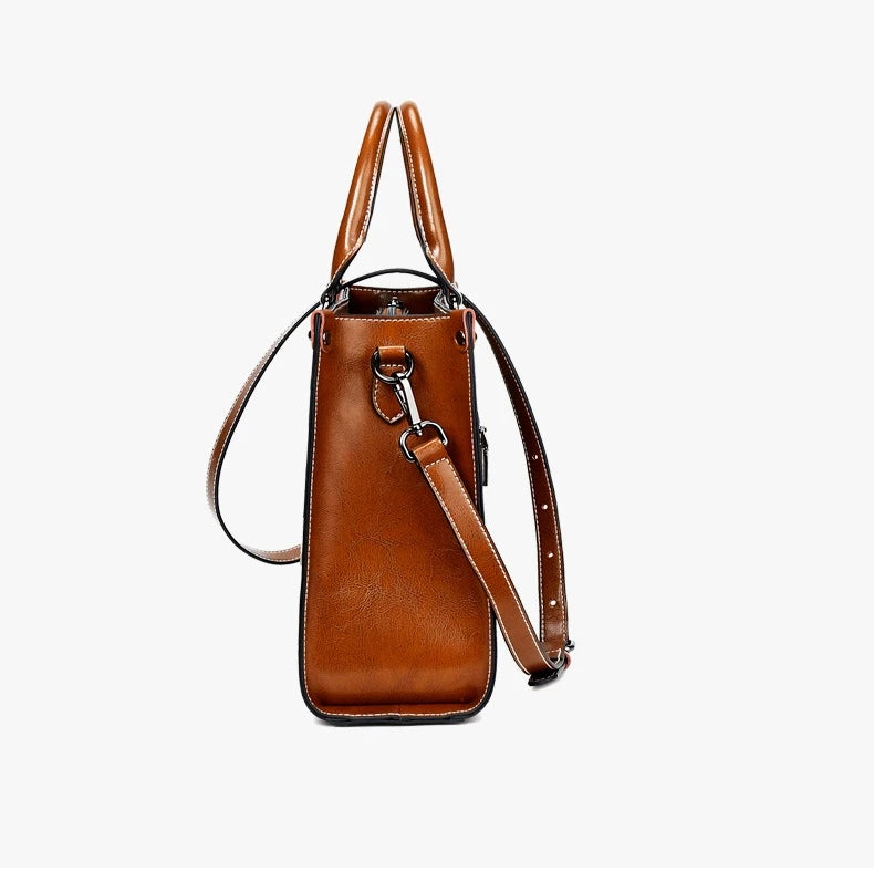Fashion Designer Oil Wax Leather Tote Bag, Shoulder Bag and Handbag