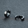 Men Stainless Steel Classic Plain Cambered Stud Huggie Hoop Earrings Set, Black